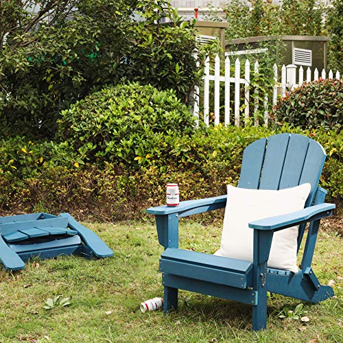 SERWALL Folding Adirondack Chairs Weather Resistant for Outdoor, Patio, Lawn, Garden, Backyard Deck, Fire Pit - Blue SERWALL