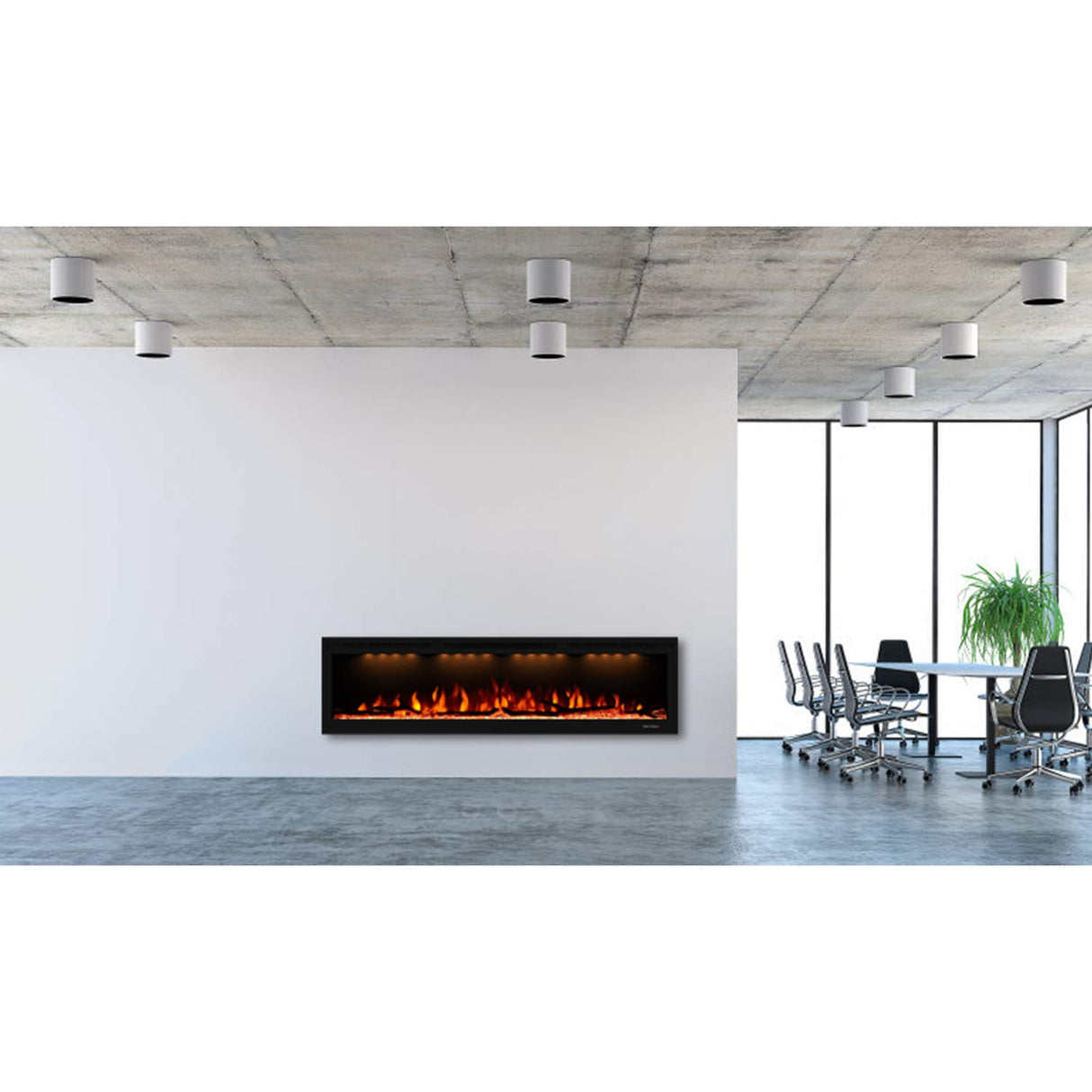 Valuxhome Electric Fireplace, 60 Inches Fireplace, Recessed and Wall Mounted Fireplaces for Living Room with Remote, Overheating Protection, Logset and Crystal, Touch Screen, 1500W/750W, Black Valuxhome