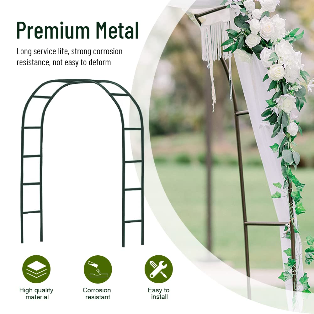 Zhisheng Garden Arbors,7.9Ft Metal Garden Arbors Green Wedding Arch for Climbing Plant Outdoor Wedding Christmas Party Decoration,240CM GZYF