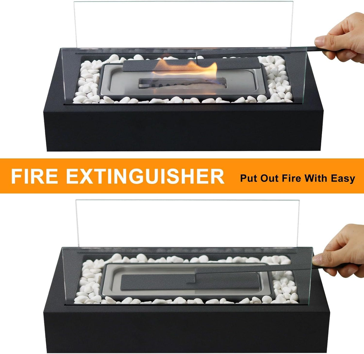 Metal Rectangle Table Top Firepit - Smores Maker Kit with 4 Roasting Sticks Indoor Tabletop Fire Pit & Outdoor Table Fireplaces, Gift for Father's Day | Modern Home Décor, Housewarming & Birthday Gift EAST FLAME