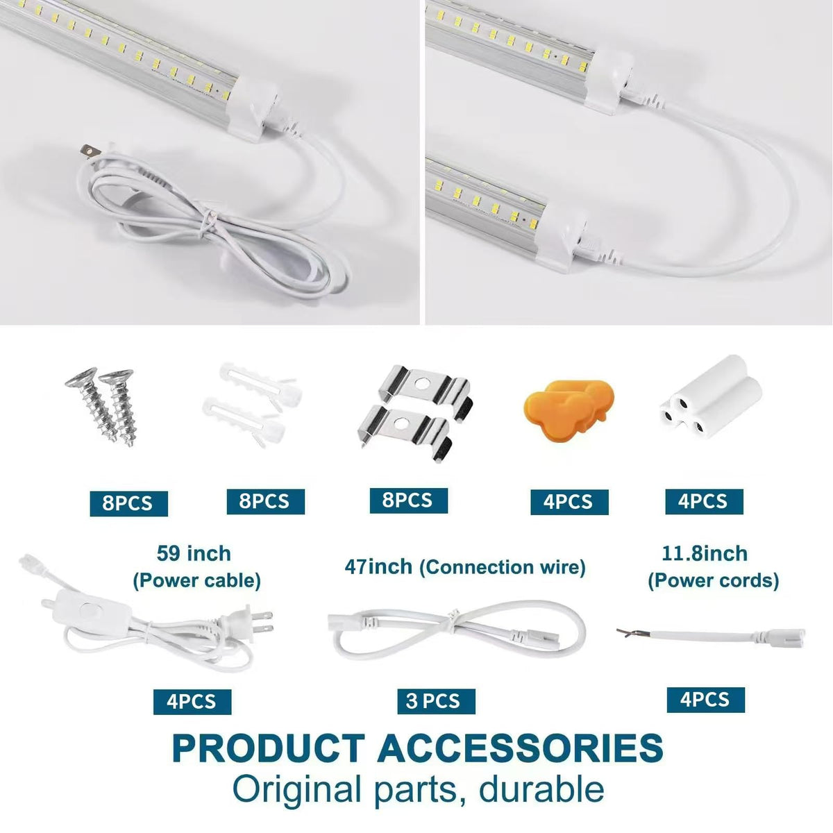 AQIQUUT Led Shop Lights,Led Shop Lights 4FT,50W 6500K 7000LM Clear White,Led Shop Light 4FT 110V Linkable Integrated V-Shape for Shop Garage,Warehouse,Workbench and Workshop Indoor(4-Pack) AQIQUUT