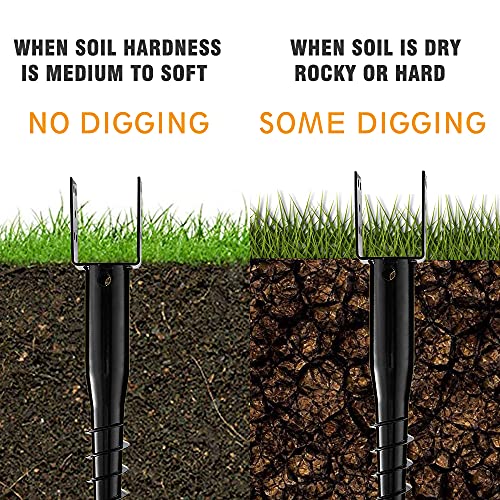 kdgarden Premium No Dig Ground Anchor Black U-Model Screw in Post Stake 27" Long Anchor Fits Full Sized 4"x4" Posts, Great for Mailbox Posts and Fence Posts Kdgarden