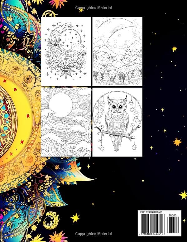 Boho Moon Coloring Book for Adults: Mystical Nights & Bohemian Dreams WoodArtSupply
