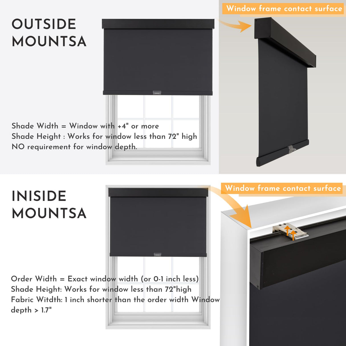 Persilux Blackout Roller Shades for Windows, Cordless Free-Stop Blinds for Windows with Valance, Thermal Insulated Fabric Window Shades, UV Protection Shades for Home and Bedroom, Black, Custom Size Persilux