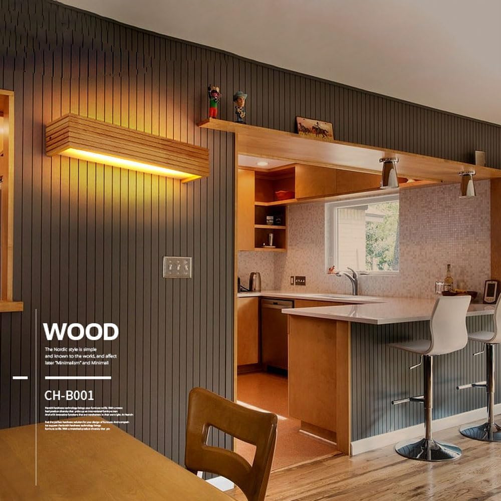 Japanese LED Solid Wood Wall Lamp Nordic Modern Wall Sconce Lighting Warm Light Mirror Wall Light Wooden Vanity Light for Bathroom Bedroom GeRRiT