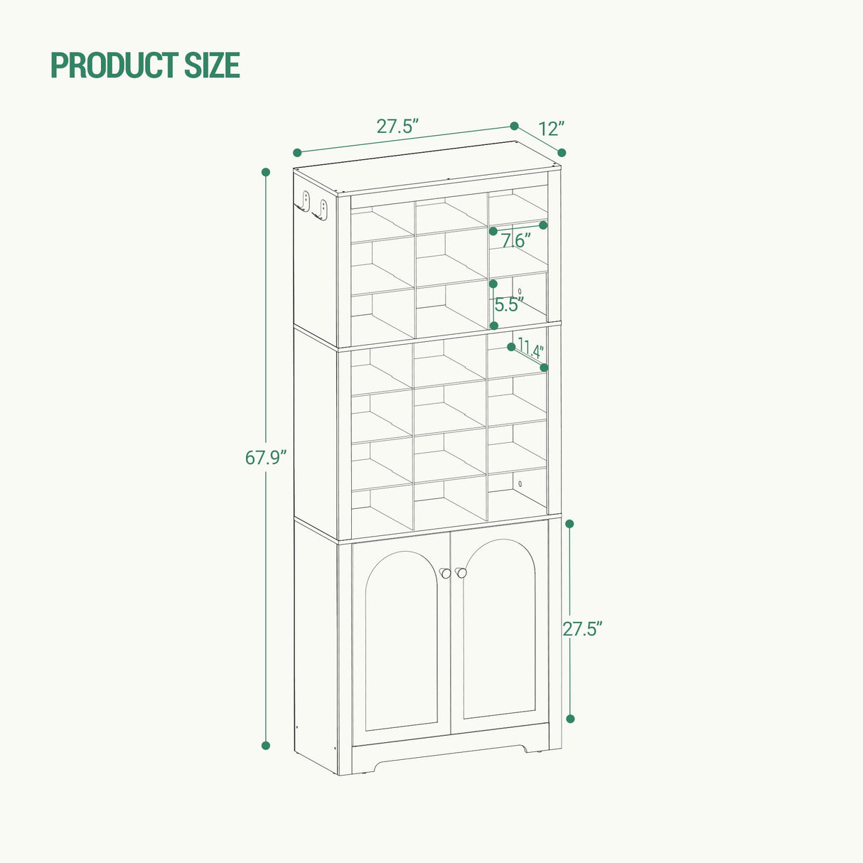 Huaneri Shoe Storage Cabinet with Doors, 30 Pairs Free Standing Closet Organizer, 8.8" Widened Cell Wood Shoe Organizer, 10 Tiers Space Saving Vertical Shoe Rack for Entryway, Bedroom, White SR18903X Hzuaneri