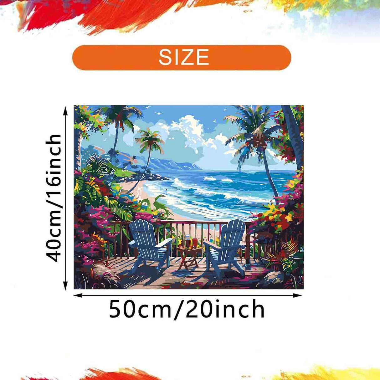 Scenery Paint by Numbers Kit for Adults Beginner,Beach Paint by Number Kits on Canvas for Adults Beginner,Digital Oil Painting Kits for Home Wall Decor 19.6X15.7 Inch (Without Frame) Kaixine