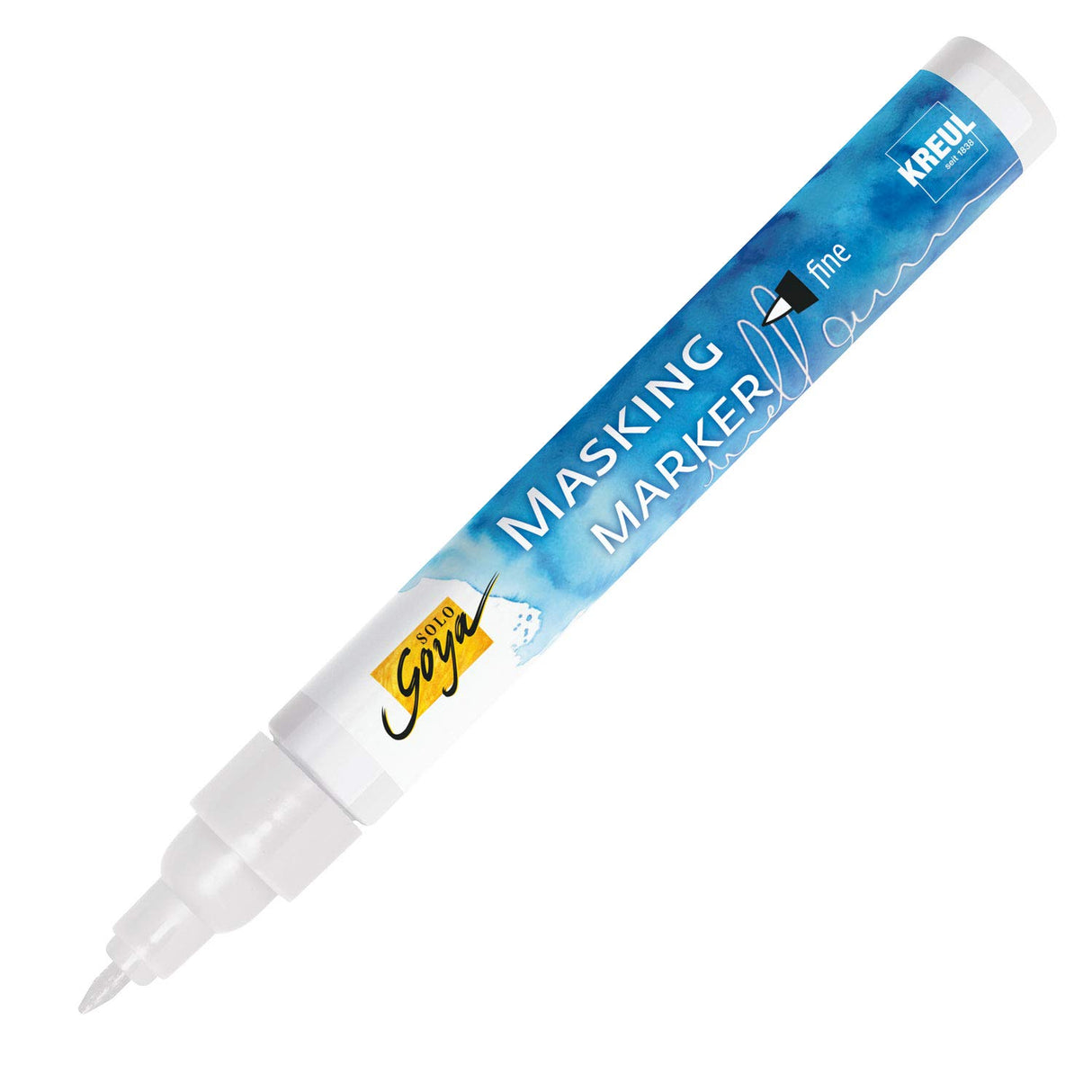 KREUL 18160 Solo Goya fine, Removable Scratch Masking Marker Shape, for Precise and Sharp Middle of Flowing Watercolour Paint, line Width 1-2 mm, Blue KREUL