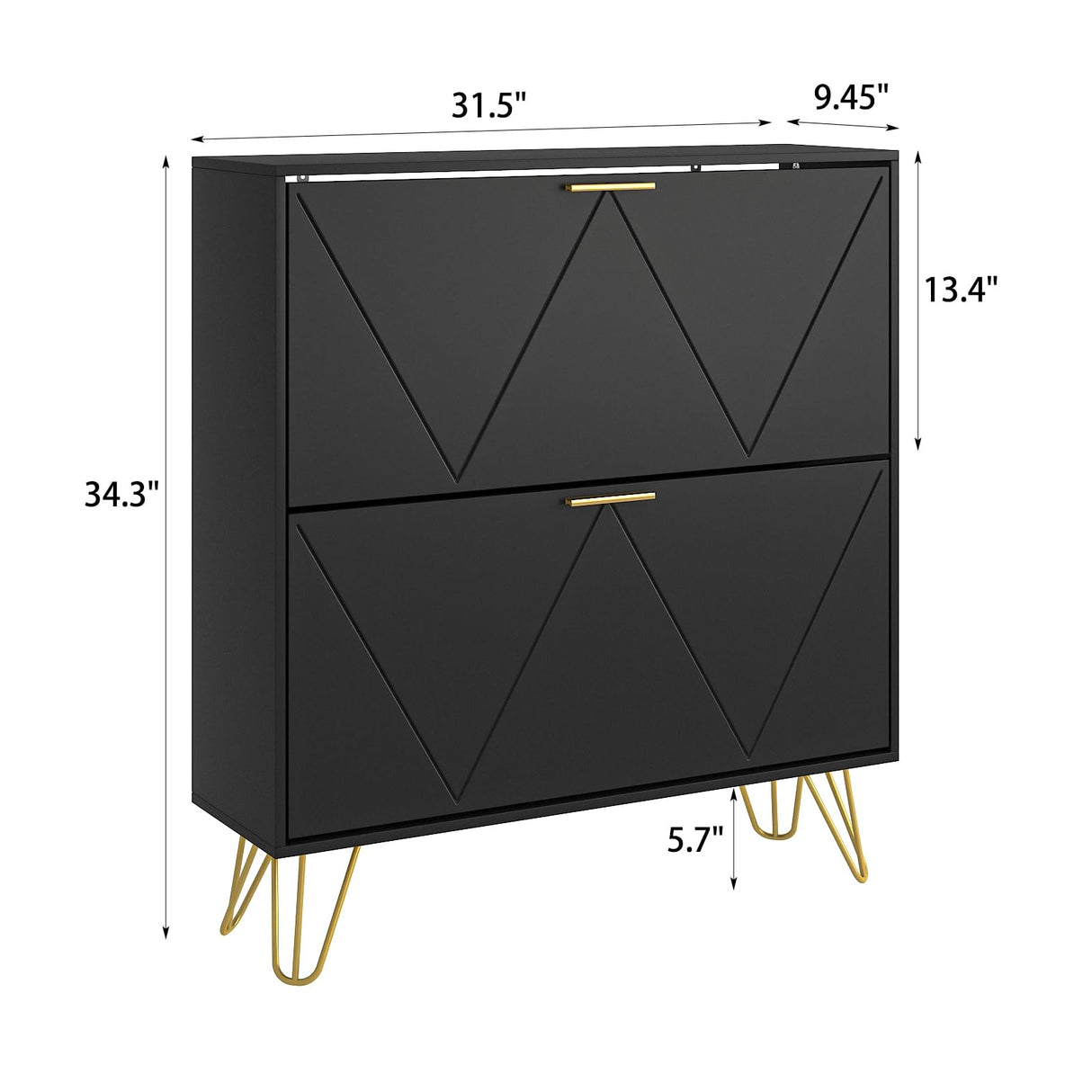 LYNSOM Shoe Cabinet with 2 Flip Drawers, Black Shoe Storage Cabinet, Slim Wooden Freestanding Shoe Rack, Shoe Organizer with Fluted Panel for Entryway Hallway LYNSOM