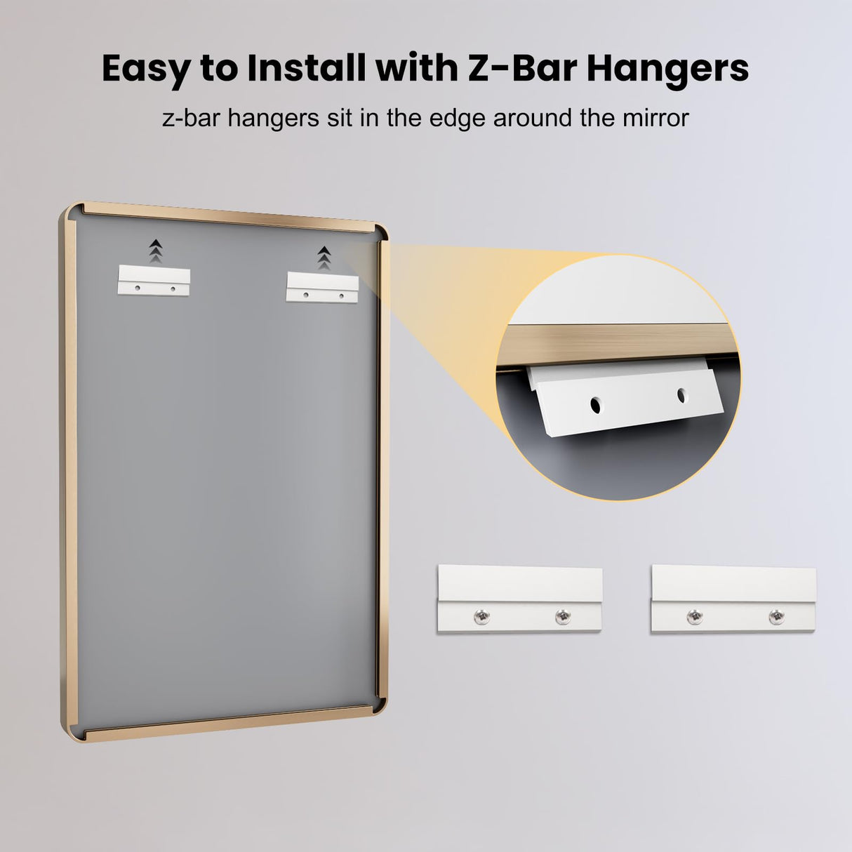 LOAAO 50”X30” Gold Bathroom Mirror, Rounded Rectangle Gold Frame Mirror, Brushed Gold Bathroom Vanity Mirror Wall-Mounted, Anti-Rust, Tempered Glass, Hangs Horizontally or Vertically LOAAO