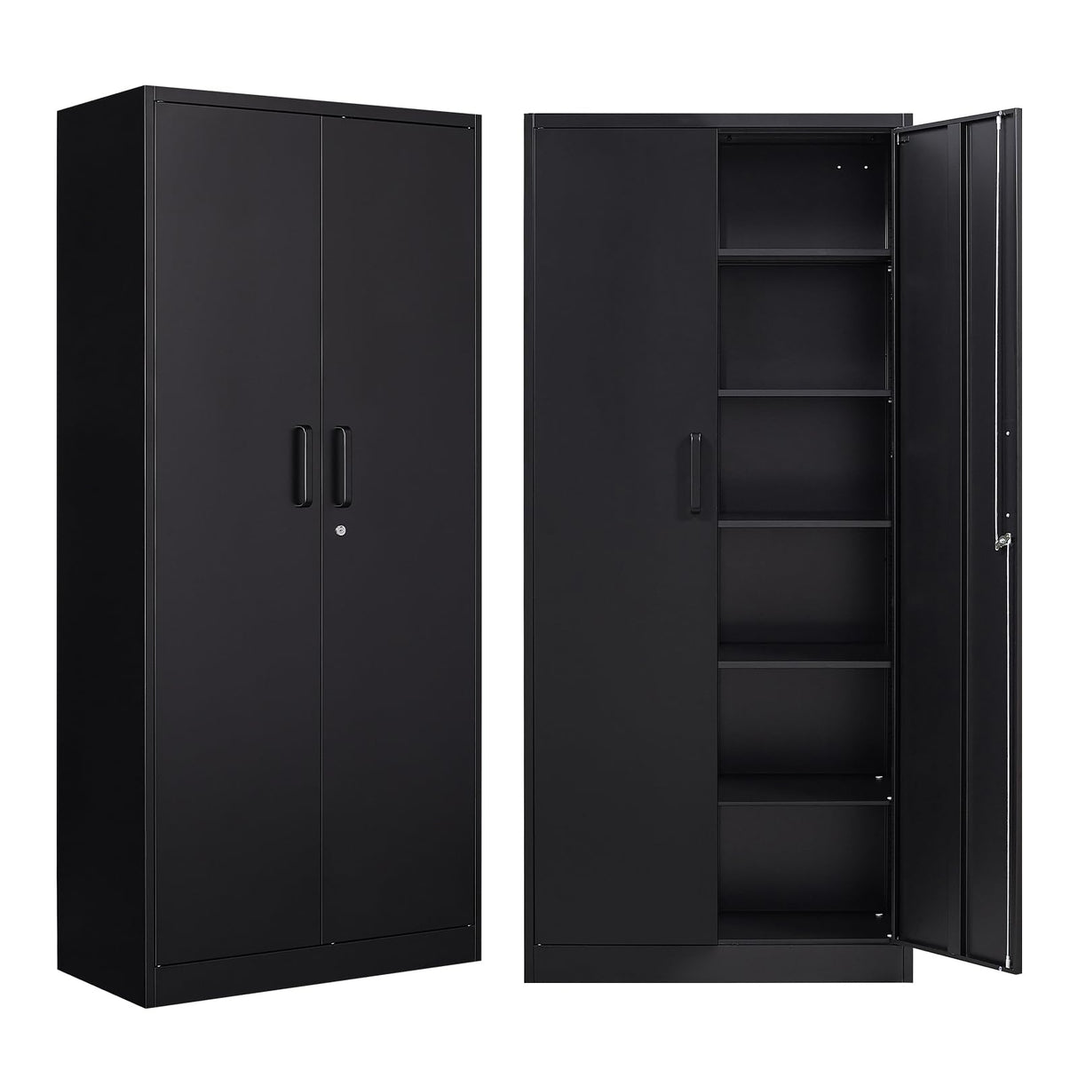 NODHM Garage Storage Cabinet with Lock, 72" Steel Storage Cabinet with Doors and 5 Adjustable Shelves, Metal Utility Cabinet Tall File Cabinet for Garage, Office, Home NODHM