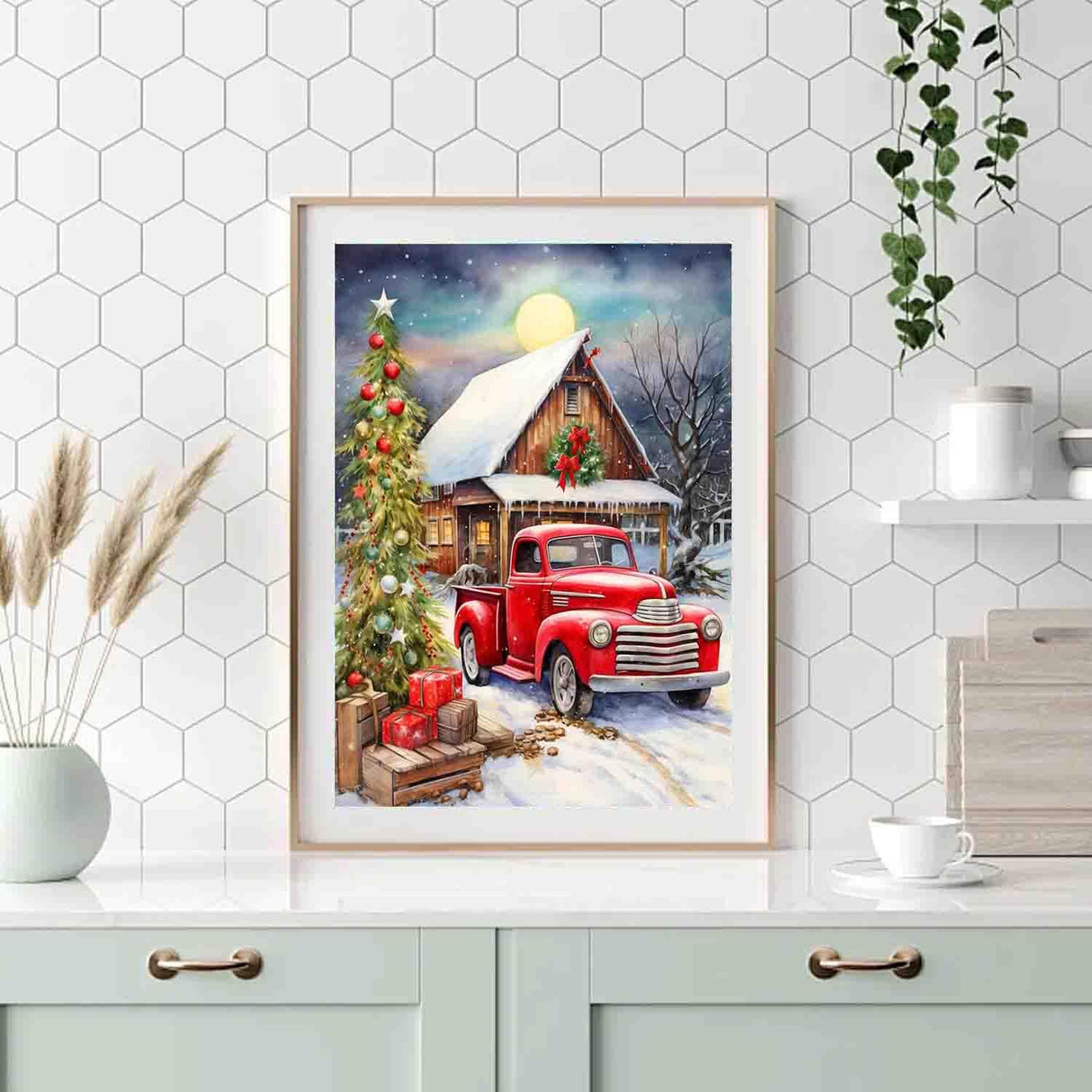 DYAIANGMU Christmas Paint by Numbers Kit for Adults Beginner,Car Paint by Number Kits on Canvas for Adults Beginner,Digital Oil Painting Kits for Home Wall Decor 19.6X15.7 Inch (with Frame) DYAIANGMU
