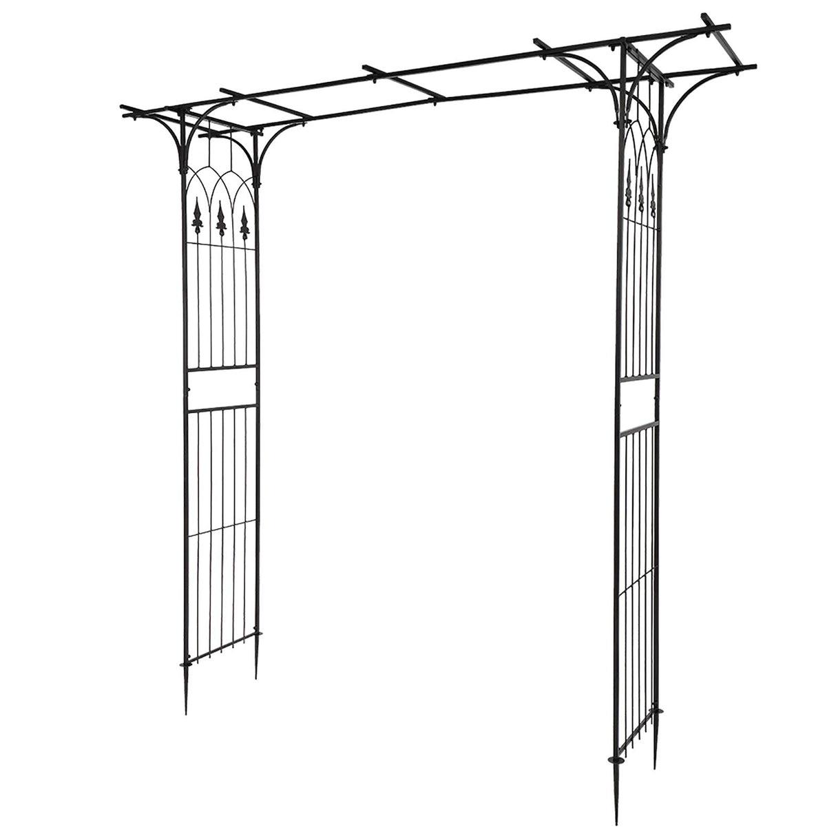 VINGLI Garden Arbor, Arch Archway for Wedding Ceremony Party, Steel Garden Trellis for Plant Climbing, Christmas Garden Decorations Pergola for Garden, Backyard, Lawn (Black) VINGLI