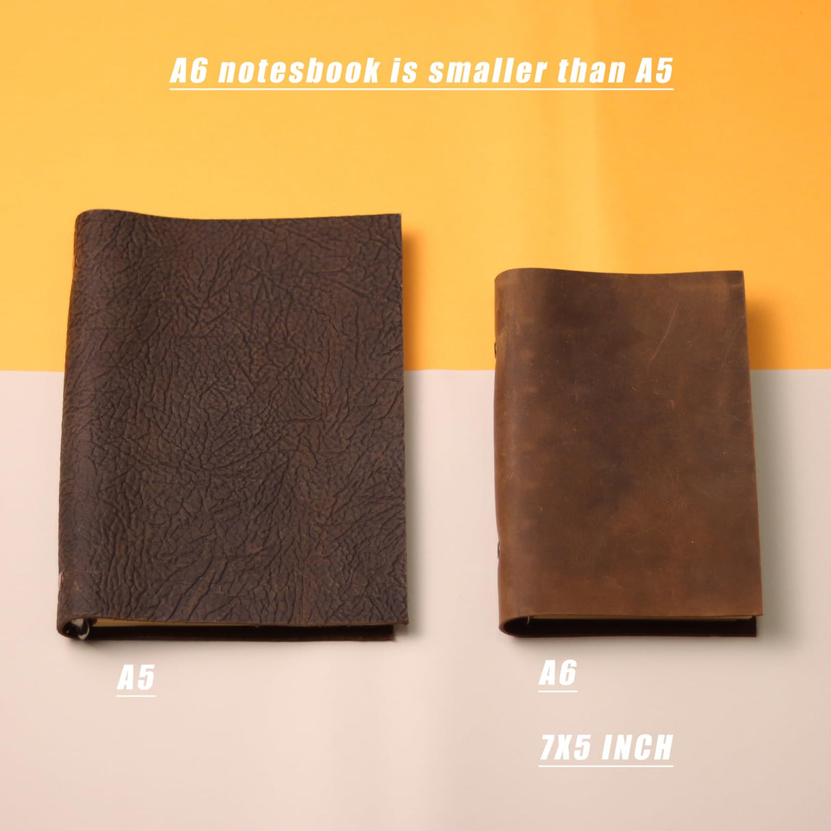 Fishkonw Vintage Leather Journal Notebook,7x5Inch 6 Ring Refillable Leather Binder Notebook Travel Journal for Women&Men Fishknow