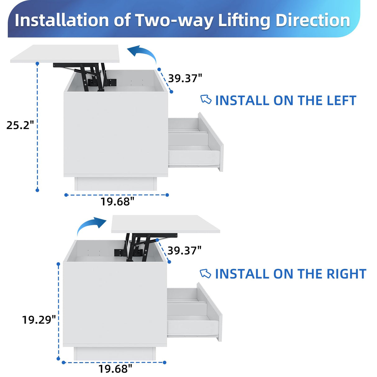 HOMMPA Lift Top Coffee Table with Storage LED Coffee Table Morden High Gloss Black Living Room 4 Tiers Modern Tea Table with Storage Center Tables Hidden Compartment & 2 Open Shelve & 2 Drawers HOMMPA