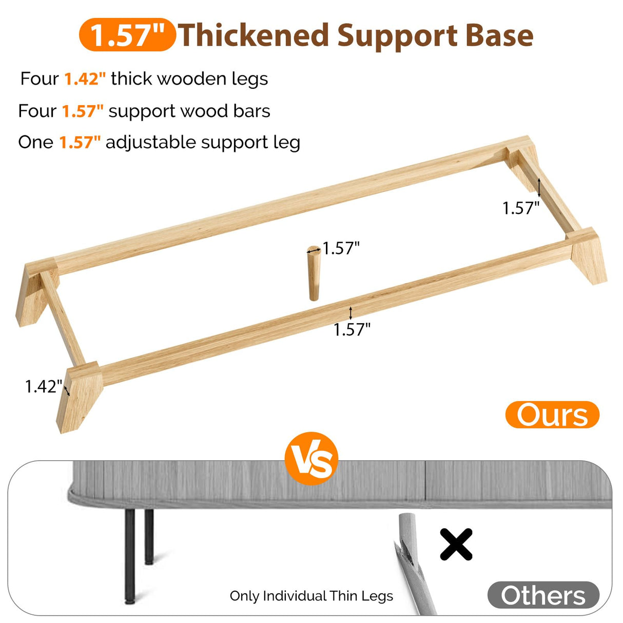 VINGLI Fluted Dresser 6 Drawer, Wood Dresser for Bedroom with Rounded Edges, Mid Century Modern Dressers 47" Long Chest of Drawers, Natural Wood Color, 46.8" W*15.6" D*31" H VINGLI