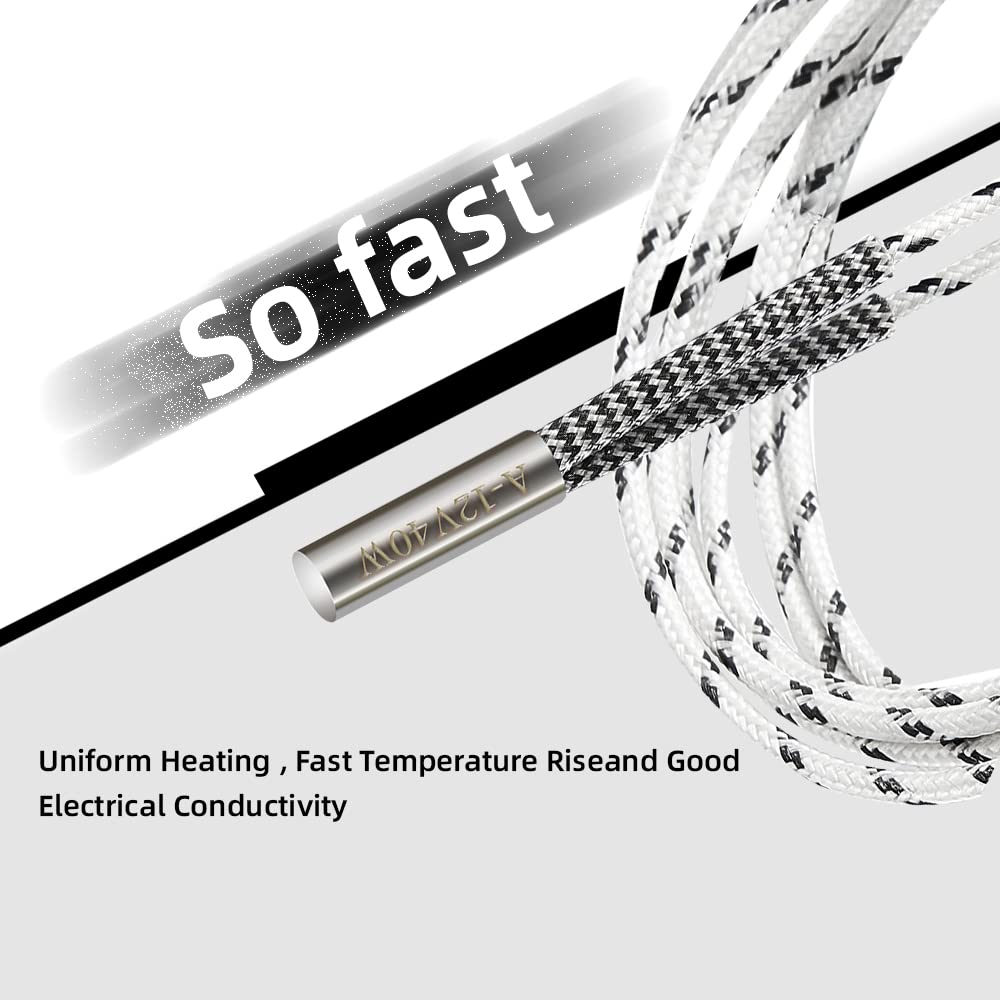 Upgrade 3D Printer NTC 100K 3950 Thermistor, HT-NTC100K Ender 3 Thermistor Sensor and 3D Printer Heater Cartridge Wire 12V40W Compatible for E3D V6 PT100 Ender 3, Ender 3 V2, Ender 5/PRO CR-10, SAPLUSREPRAP