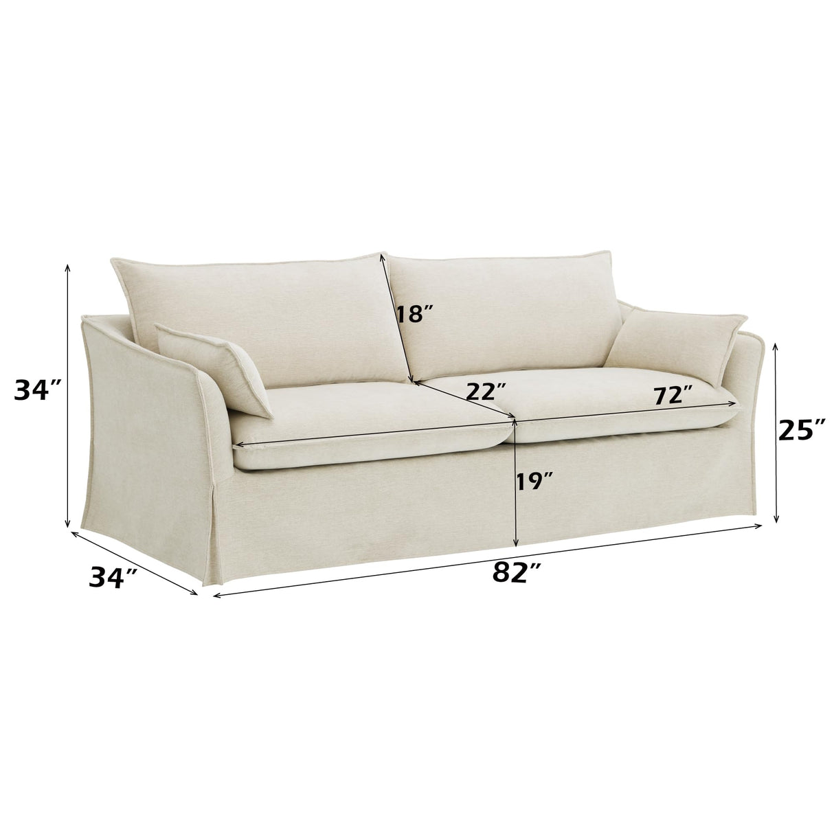 Acme Shane Sofa w/2 Pillows in Beige Linen Acme