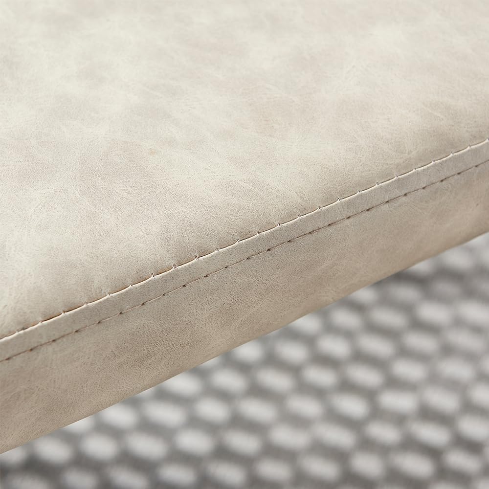 Anchorhome 47"(W) Modern Wooden Dining Table Set for 4/6, with 4 Armless Dining Chairs Plus 2 Sturdy Stools Faux Leather Metal Frame, Dining Room Kitchen Apartment (Vintage Beige) Anchorhome