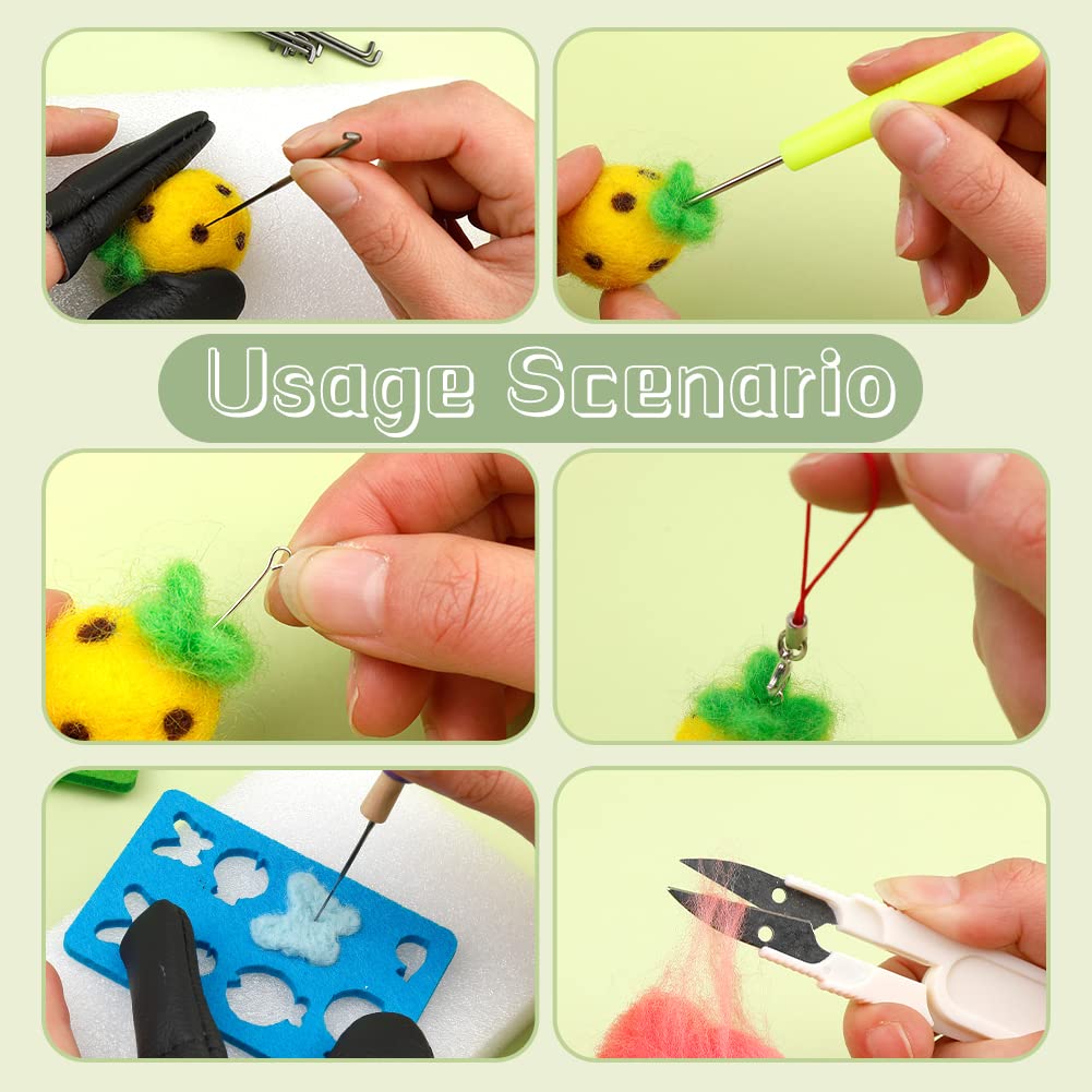 228 Pcs Needle Felting Kit Wool Felting Tools for Beginner 50 Colors Wool Roving Starter Felting Kit with Felting Needles Foam Mat Needle Felting Supplies Storage Bag for DIY Craft Making JUPEAN