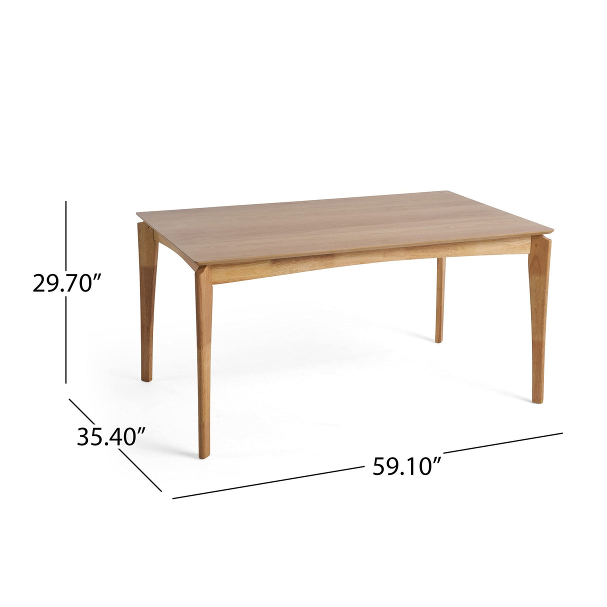 Christopher Knight Home Alma Dining Table, 6-Seater, Rubberwood with Walnut Veneer, Mid-Century, Natural Oak Finish Christopher Knight Home