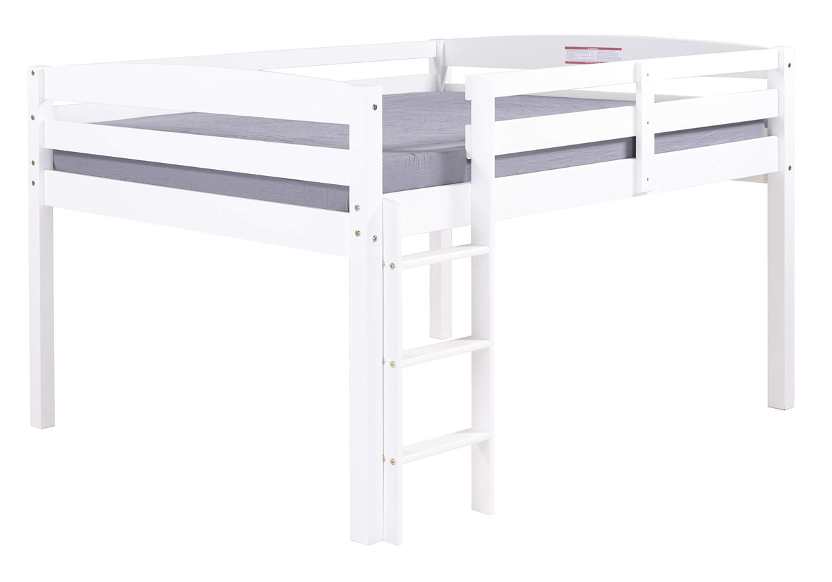 Camaflexi Tribeca Solid Wood Low Loft Bed Frame / 14 Wood Slats and 2 Center Supports / No Box Spring Necessary / Easy Assembly / Full - White, T1303F Camaflexi