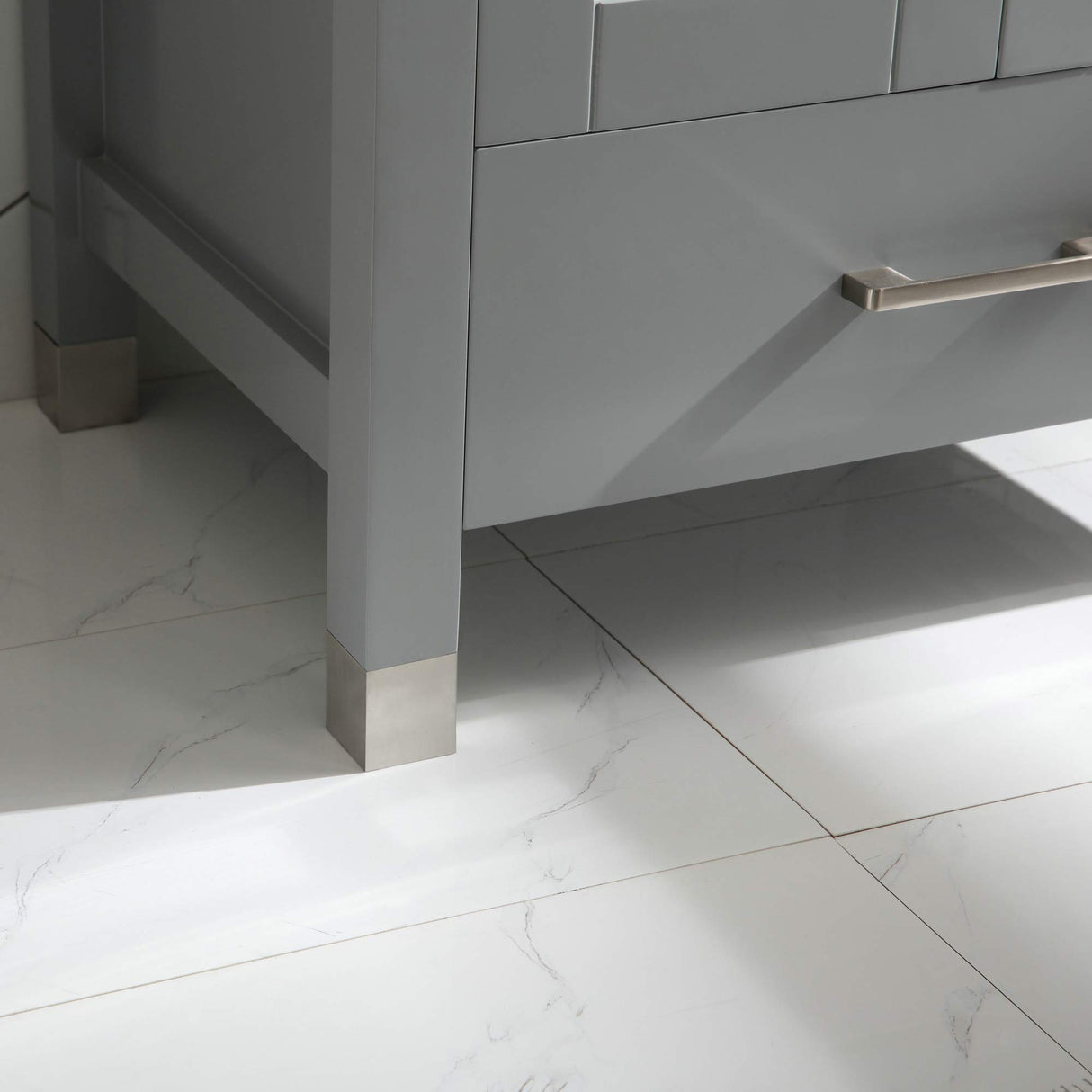 Homecart 72" Grey Bathroom Vanity Cabinet Double Sink Solid Wood w/Marbel Counter Top, 2 Mirrors Homecart