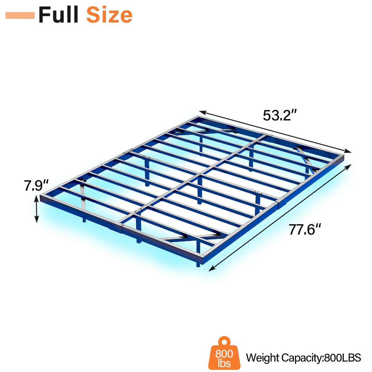 HOMBCK LED Floating Bed Frame - Full Size Metal Platform with Under Bed Storage and Heavy Duty Support HOMBCK