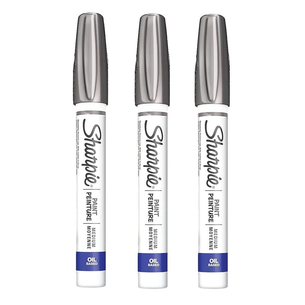 Sharpie Oil-Based Paint Marker, Medium Point, Metallic Silver Ink, Pack of 3 SHARPIE
