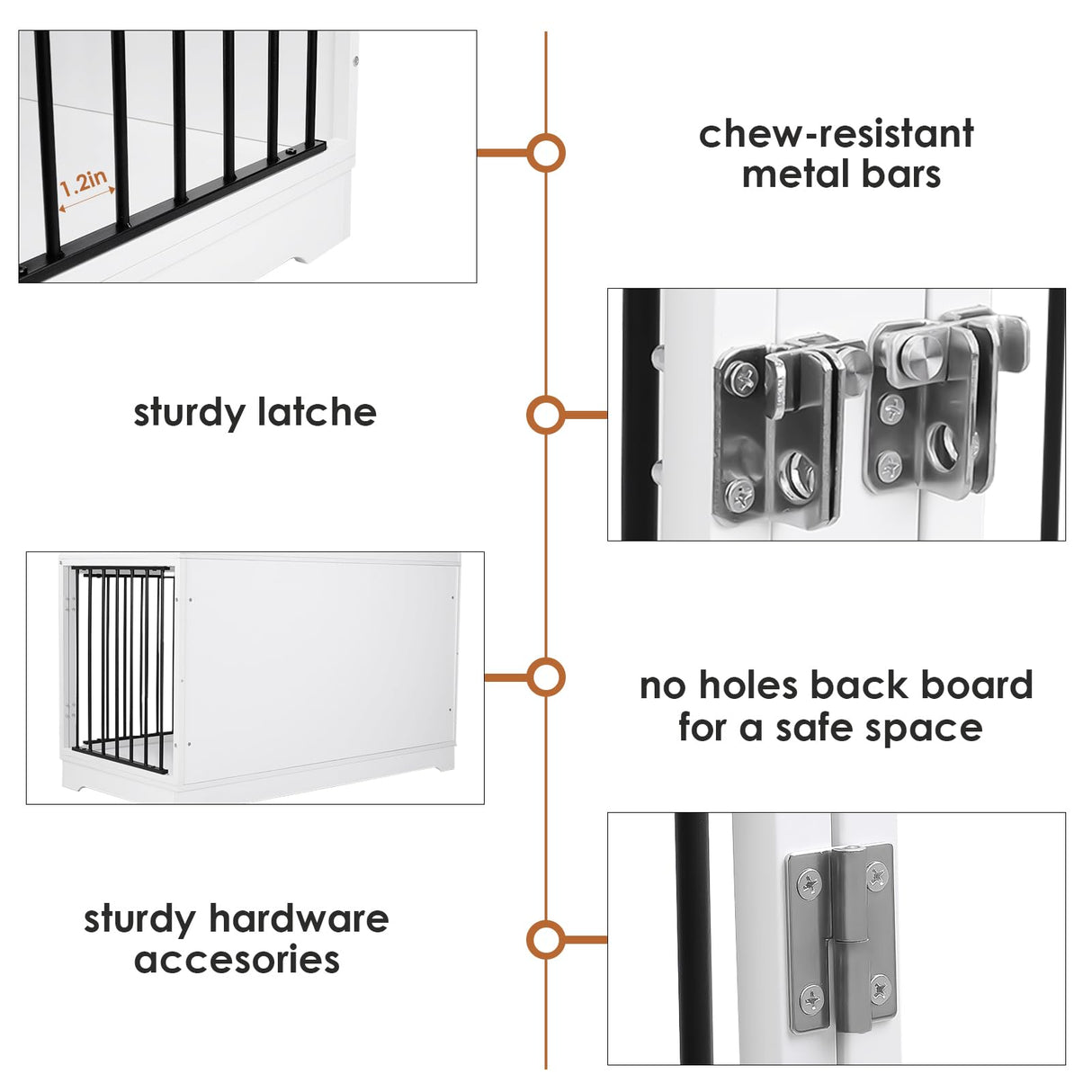 Dog Crate Furniture 47" Wooden Dog Kennels for Dogs Indoor with a Removable Divider for Large/Medium/Small Dogs, 2 Storage Drawers and Large Tabletop Dog Cages Double Doors Dog House, White TTVIEW