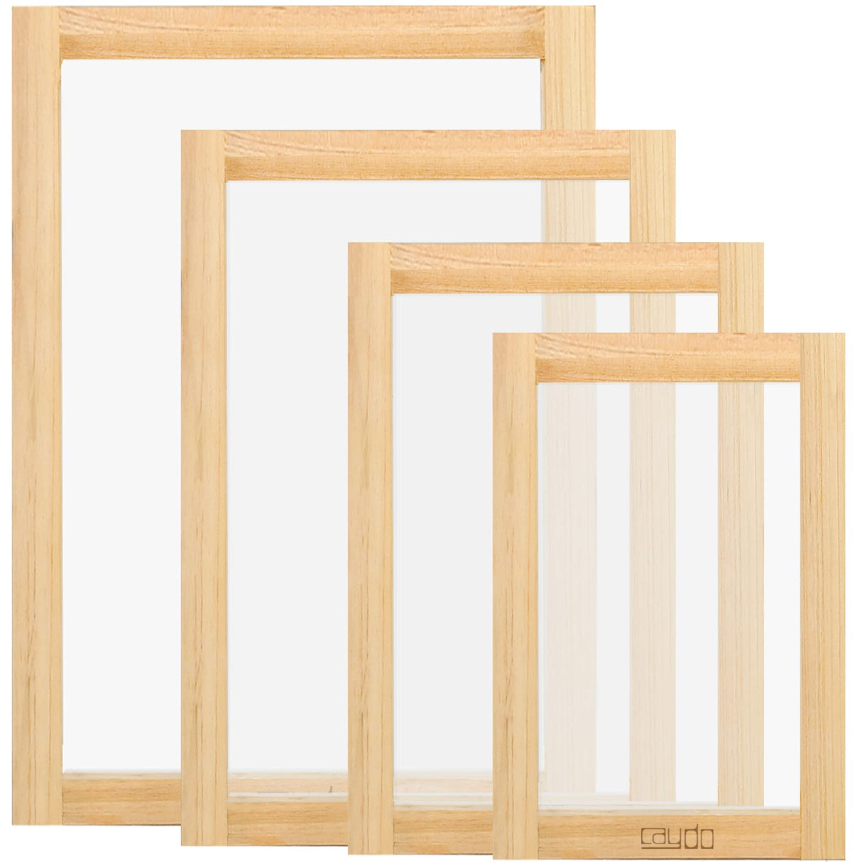 Caydo 4 Pieces 4 Size Screen Printing Frame with 110 Mesh for Screen Printing Beginners and Kids, 9 x 5.1 Inch, 10.6 x 6.7 Inch, 12.2 x 8.2 Inch, 14 x 10 Inch Caydo