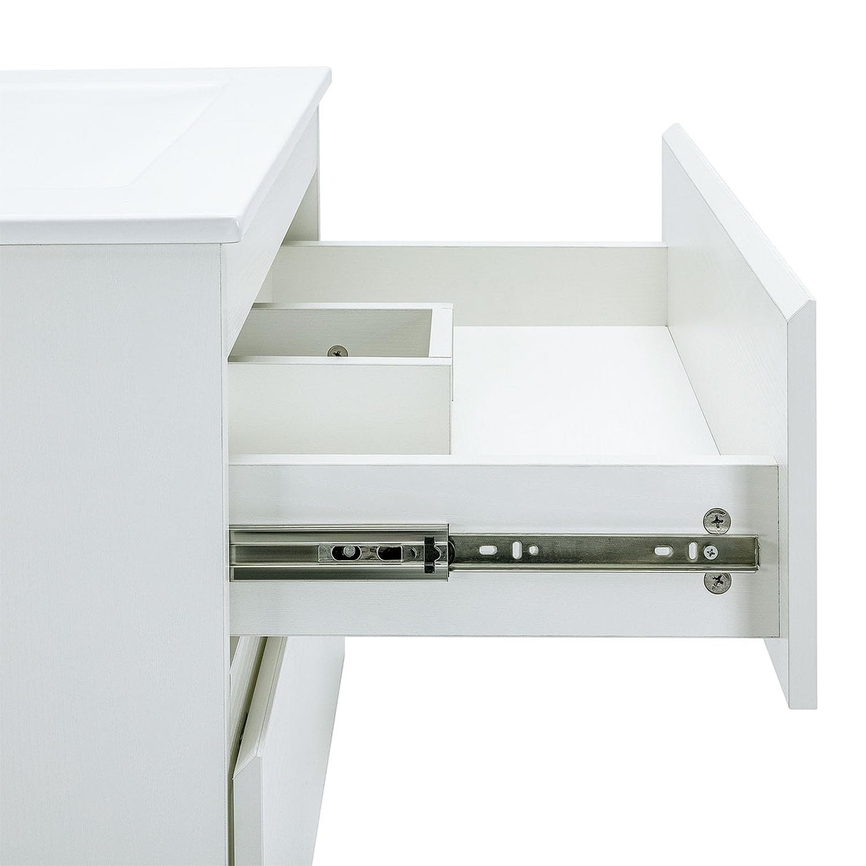 KSWIN 24" White Wall Mounted Bathroom Vanity with Sink Floating Vanity Two Drawers Bathroom Cabinet with White Ceramic Integrated Sink KSWIN