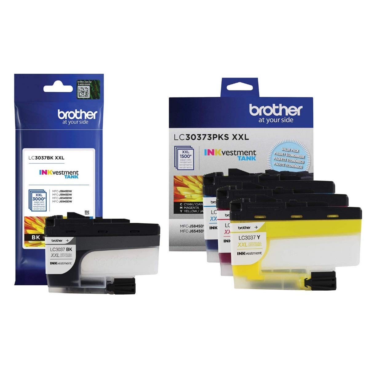 Brother Genuine LC3037BK, LC3037C, LC3037M, LC3037Y Super High-Yield Black/Cyan/Magenta/Yellow INKvestment Tank Ink Cartridge Set, LC3037 Brother