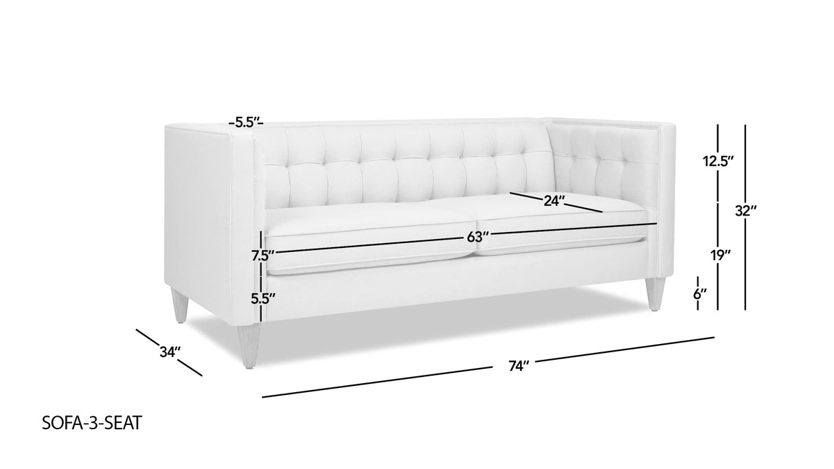 Jennifer Taylor Home James 74" Modern Tuxedo Sofa, Sky Neutral Beige Polyester Jennifer Taylor Home