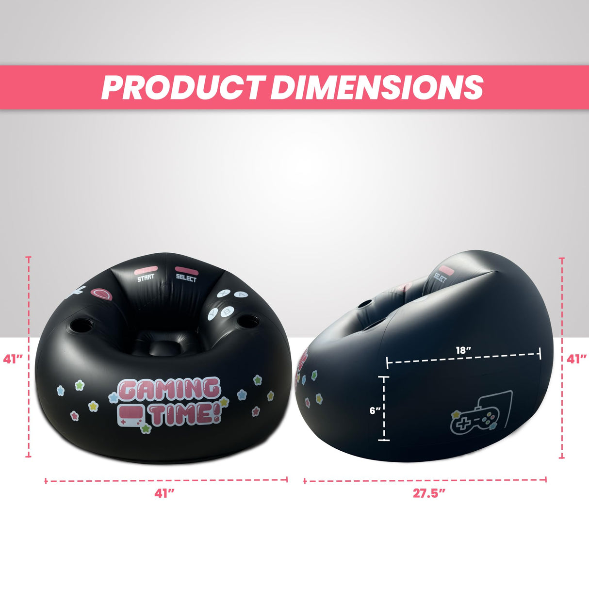 Inflatable Gaming Chair for Kids & Teens with Cup Holders and Side Pocket - This Air Gaming Bean Bag Chairs for Kids is The Perfect Furniture for Gamer Room Decor - Perfect Gaming Stuff for Boys 4-12 FranFusion