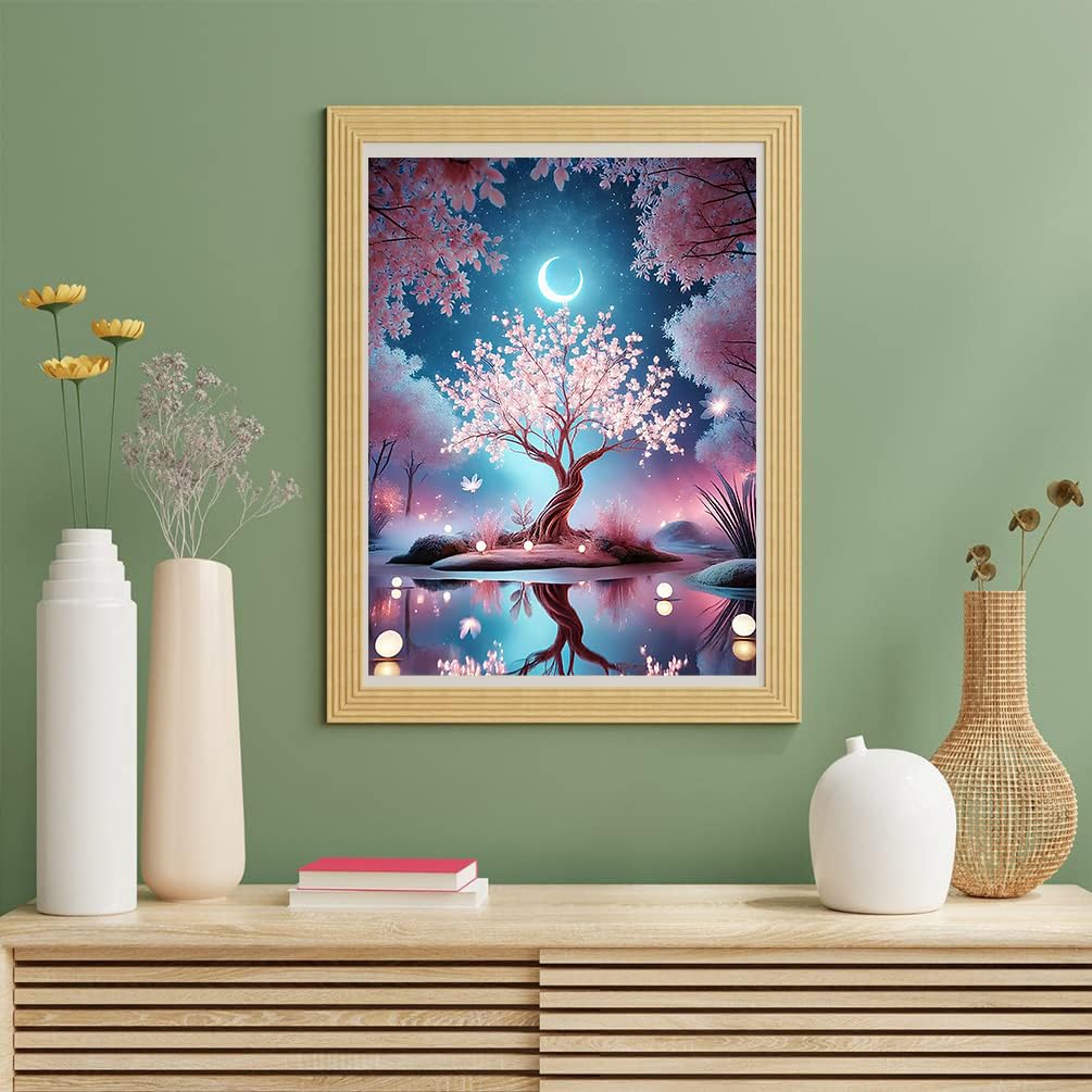 Benjenes Diamond Art Kits for Adults, Moonlight Diamond Painting Kits for Adults, 5D DIY Round Drill Gem Art Paint with Diamonds Dots Crafts Kits for Home Decor Gift 14x14inch Benjenes