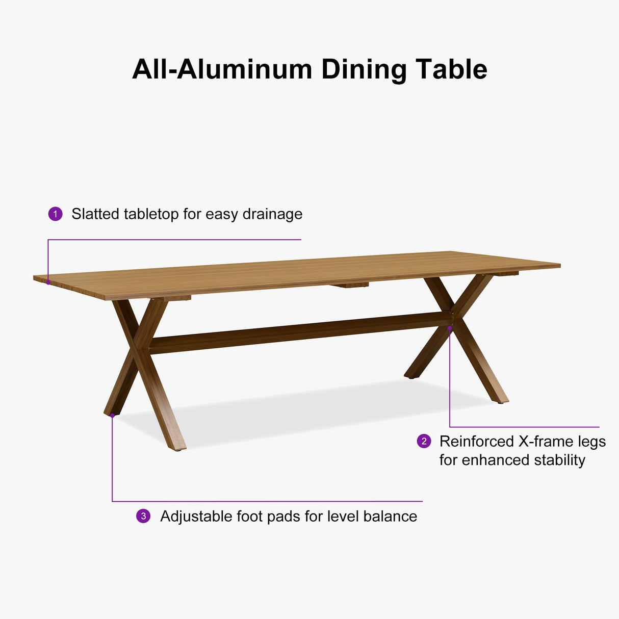 PURPLE LEAF 11 Pieces Outdoor Dining Set All Weather Wicker Patio Dining Set with Rectangular Aluminum Table and Modern Armrest Dining Chairs for Garden Deck Backyard Kitchen, Teak PURPLE LEAF