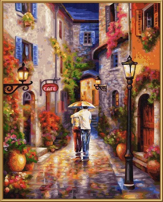 Noris Spiele MNZ-Romantische Schipper Paint Numbers – Romantic 609130788 Gasse, 40 x 50 cm Multicoloured, Colourful, 40x50 cm noris