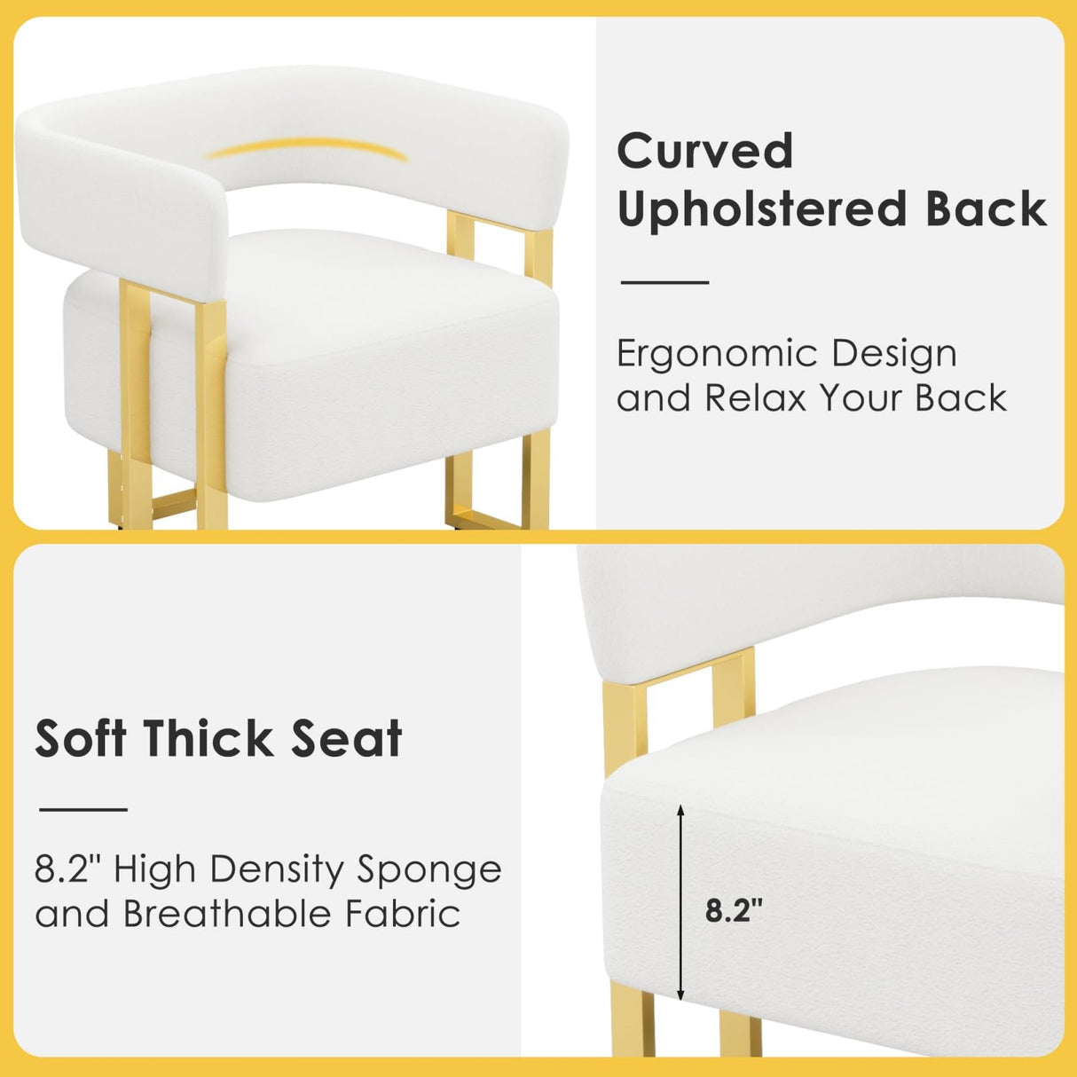 STHOUYN Modern White Accent Chair Set of 2, Boucle Barrel Chairs Set of 2, Arm Chairs for Living Room Bedroom (2, White) STHOUYN