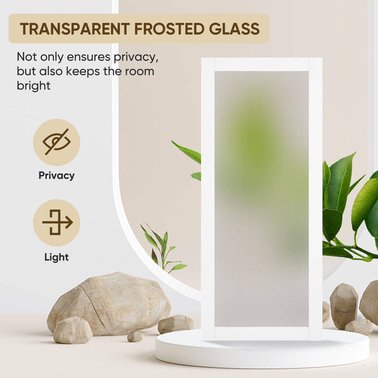 BARNSMITH 36in x 84in Glass Barn Door with 6.6FT Sliding Door Hardware Kit Included, 1 Lites Panel Frosted Glass Barn Door, Solid Wood Water-Proof PVC Surface,No Assembly Required,White BARNSMITH