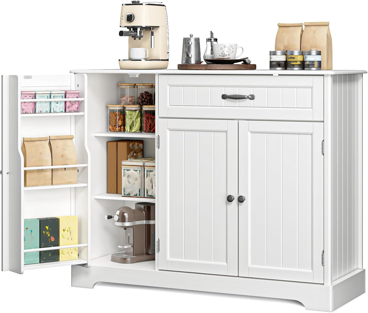 Gizoon Kitchen Sideboard Buffet Cabinet with Storage Small Coffee Bar Cabinet with Drawer, Kitchen Pantry Storage Cabinet with Door and Shelves for Bathroom and Living Room Gizoon