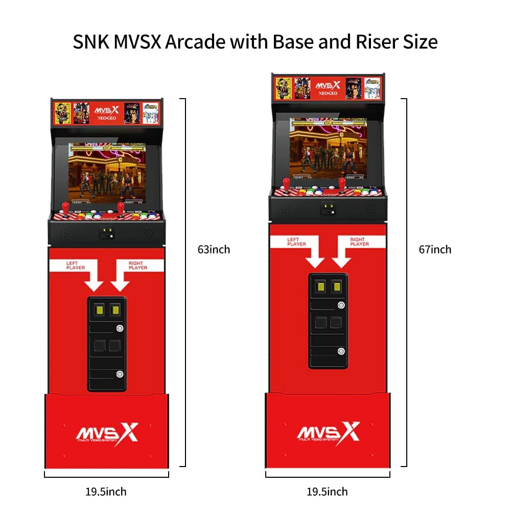 UNICO SNK NEOGEO MVSX Arcade with Base and Riser Set, Pre-loaded 50 SNK Official Genuine Retro Games, Support Two Players Fight Together by 2 Joysticks, Including The King of Fighters/Samurai/Metal Sl UNICO