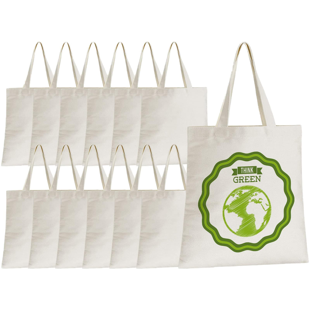 Xuniea 12 Pcs Sublimation Polyester Tote Bag Blank Canvas Bag Bulk Reusable Grocery Shopping Bag Christmas Gift 15 x 16'' (Beige) Xuniea