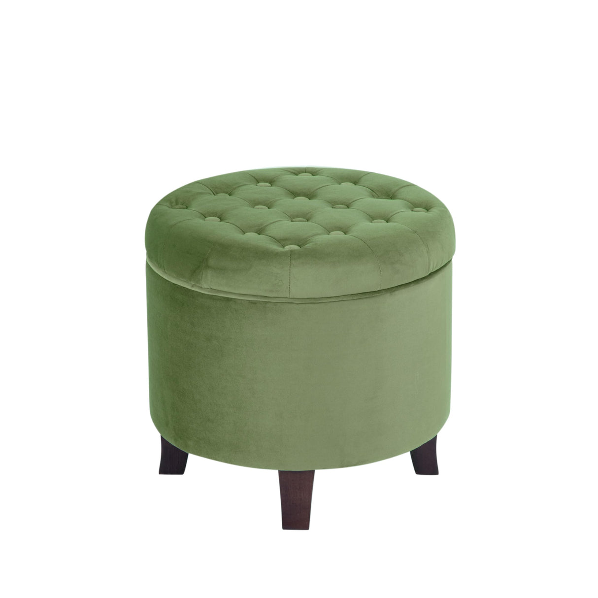 Homepop Home Decor | Upholstered Round Velvet Tufted Foot Rest Ottoman | Ottoman with Storage for Living Room & Bedroom | Decorative Home Furniture, Green HomePop
