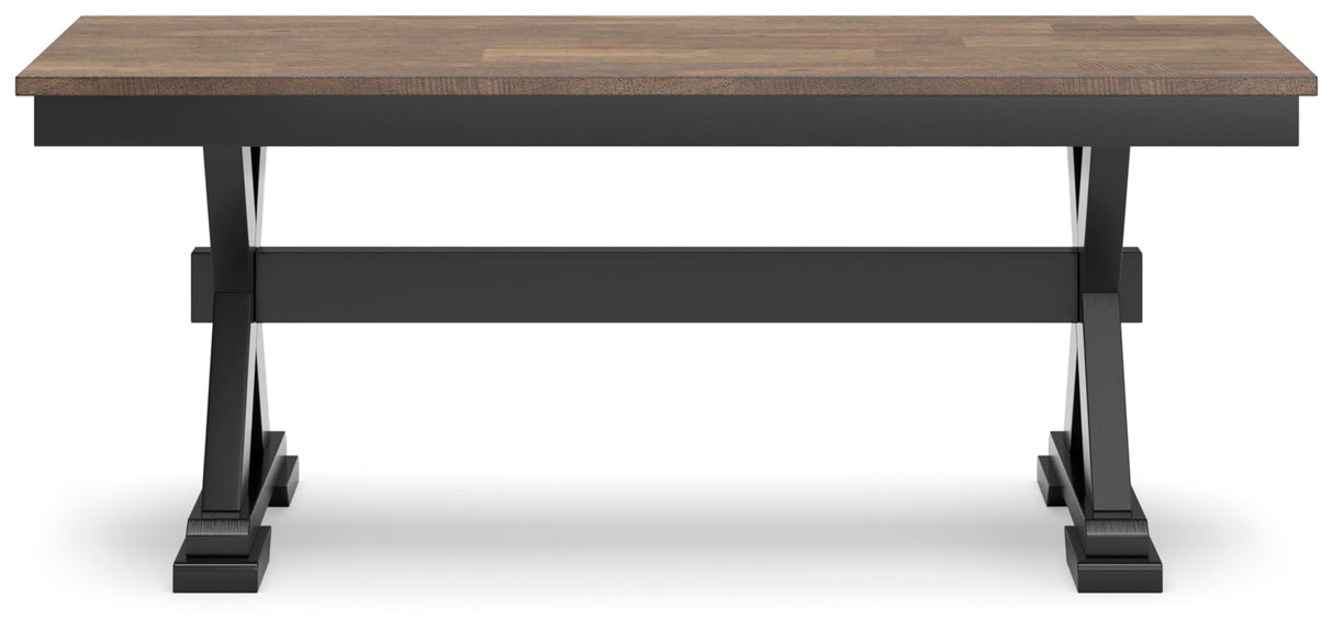 Signature Design by Ashley Wildenauer 50" Dining Bench, 48" W x 16" D x 19" H, Dark Brown & Black Signature Design by Ashley