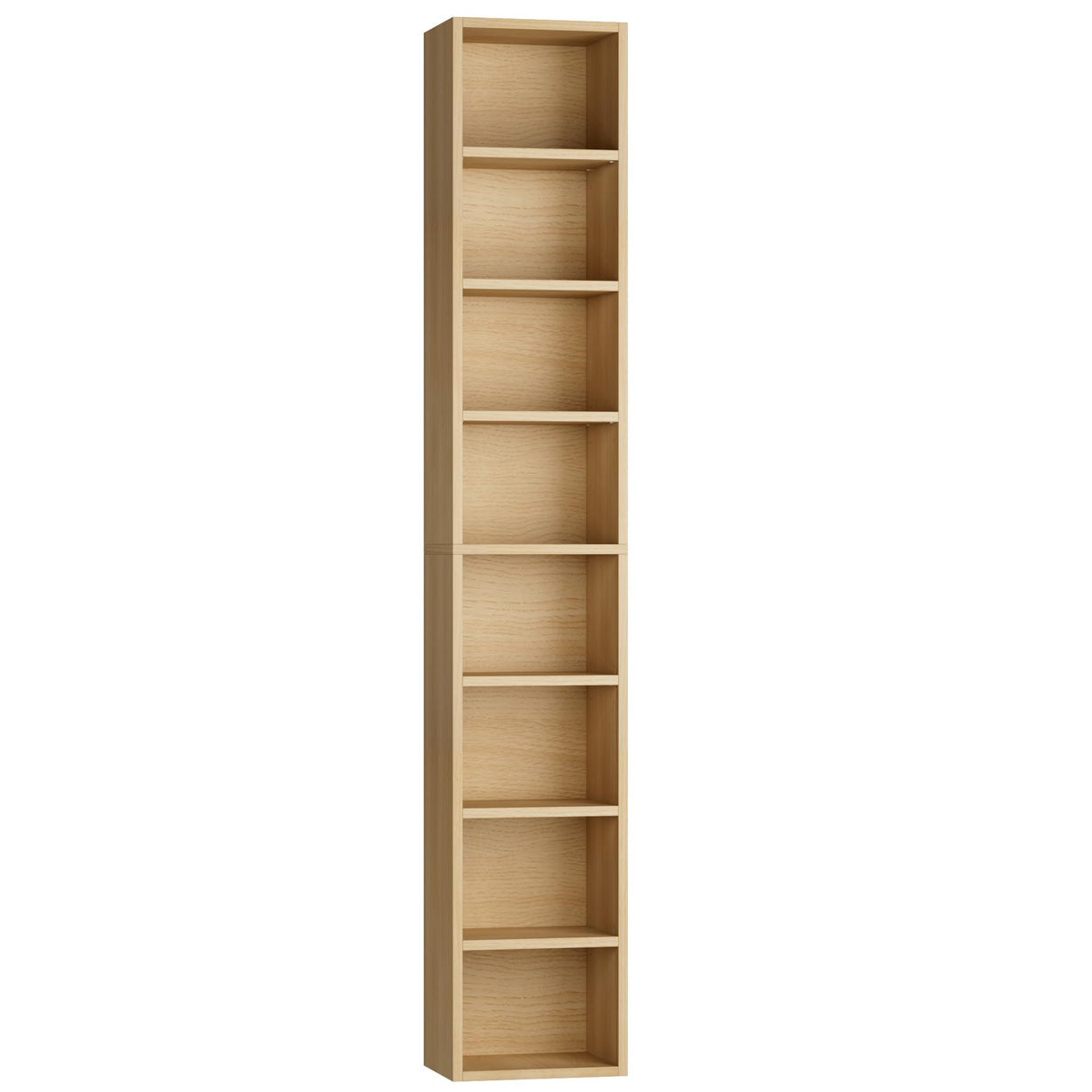 FOTOSOK 8-Tier Media Tower Rack, 11.6 X 9.3 X 71 Inches CD DVD Slim Storage Cabinet with Adjustable Shelves, Tall Narrow Bookcase Display Bookshelf for Home Office, Natural FOTOSOK