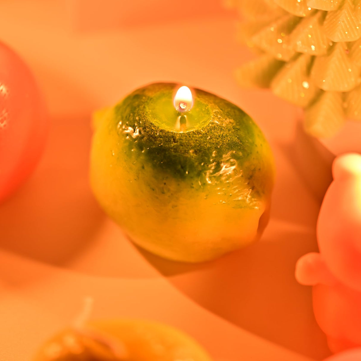 RESIN GO 5Pcs Fruit Candle Molds Set, 3D Apple, Pear, Orange, Lemon & Peach Silicone Molds for Candle Making, DIY Scented Wax Candle Soap Epoxy Resin Casting Polymer Clay Art Decor RESIN GO