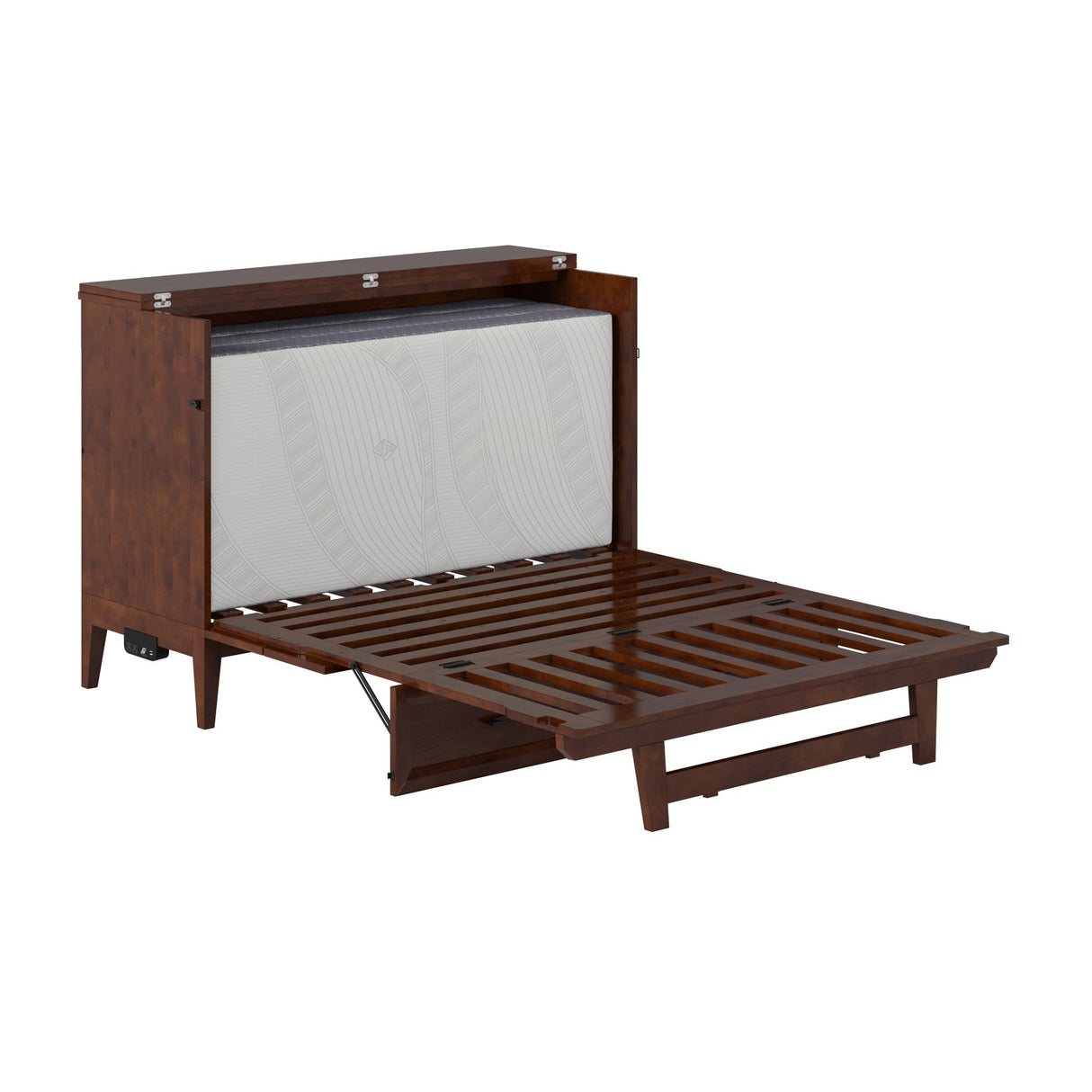 AFI, Santa Fe Full Murphy Bed Chest with 6" Mattress & Built-in USB Charger, Walnut AFI