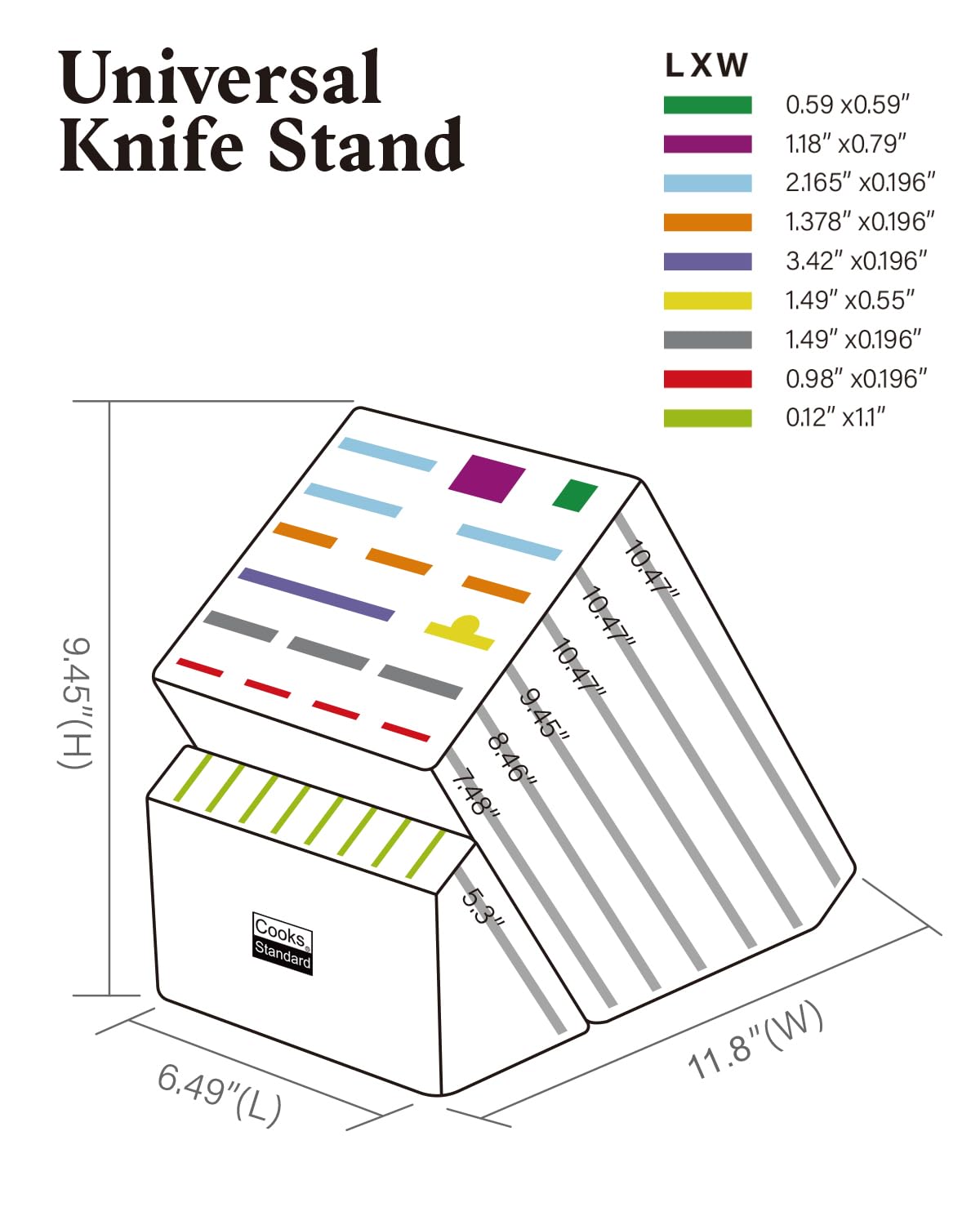 Cooks Standard Acacia wood Knife Block Holder without Knives, 25 Slot X-Large Universal Countertop Butcher Block Kitchen Knife Stand for Easy Kitchen Storage Cooks Standard