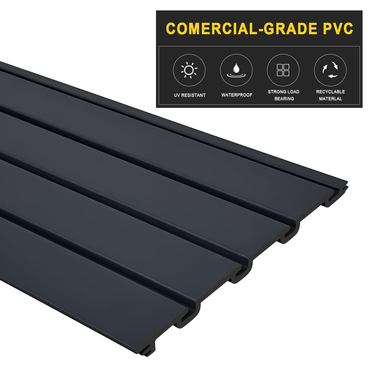 HUZJIEHUI 4'H x 4'W PVC Slatwall Panels Garage Wall Storage System, GraphiteSlat Wall Paneling Garage Organizers HUZJIEHUI